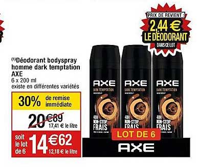 déodorant bodyspray homme dark temptation axe