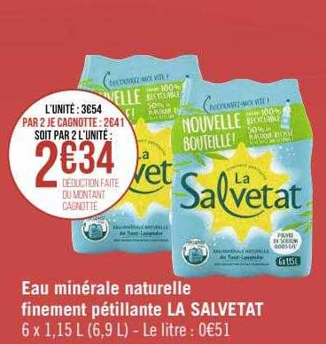 eau minérale naturelle finement pétillante la salvetat