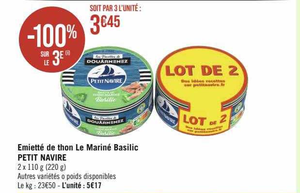 émietté De Thon Le Mariné Basilic Petit Navire