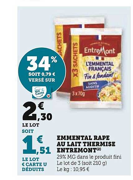 Emmental Râpé Au Lait Thermisé Entremont