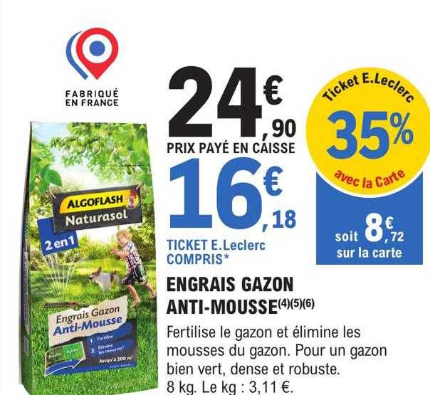 engrais gazon anti-mousse algoflash