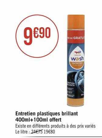 entretien plastiques brillant 400ml + 100ml offert