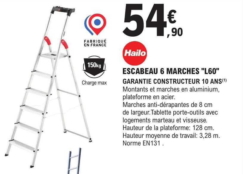 escabeau 6 marches "l60" hailo