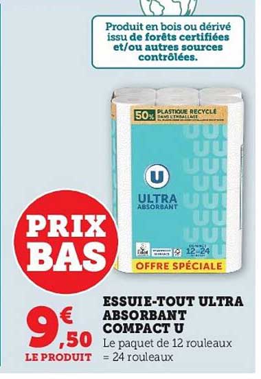 essuie-tout ultra absorbant compact u