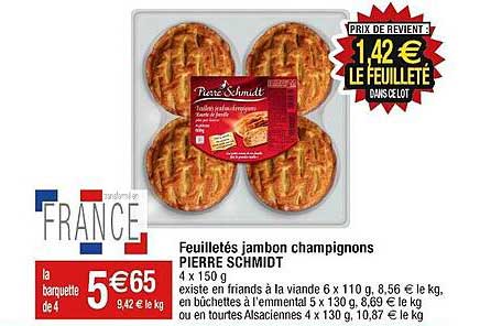 feuilletés jambon champignons pierre schmidt