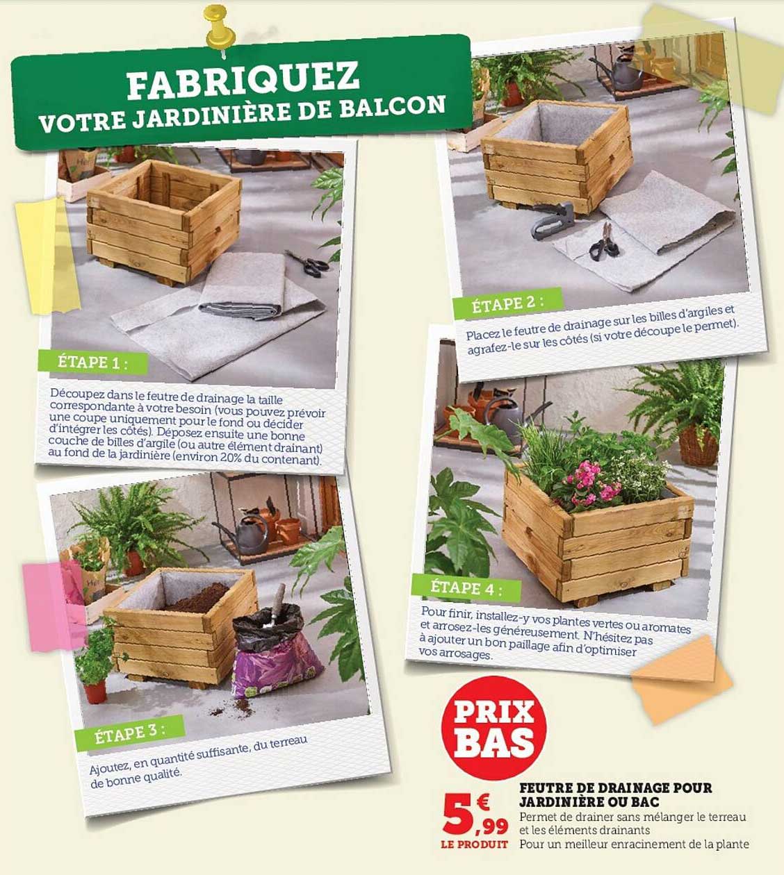 feutre de drainage pour jardin ou bac