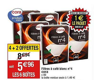 filtres à café blanc n°4 cora