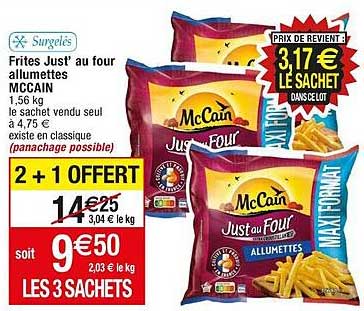frites just' au four allumettes mc cain