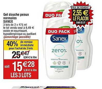 gel douche peaux normales sanex