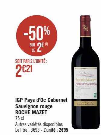 igp pays d'oc cabernet sauvignon rouge roche mazet