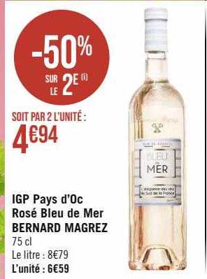 igp pays d'oc rosé bleu de mer bernard magrez