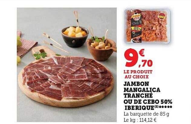 jambon mangalica tranché ou de cebo 50% ibérique