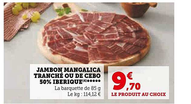 jambon mangalica tranché ou de cebo 50% ibérique