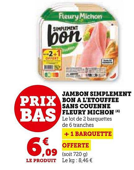 jambon simplement bon à l'étouffée sans couenne fleury michon