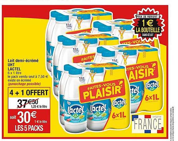 lait demi-écrémé uht lactel