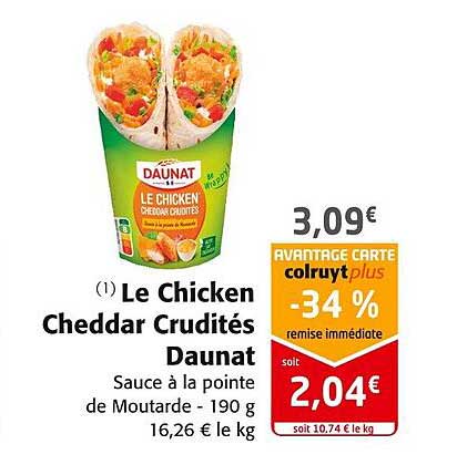 le chicken cheddar crudités daunat