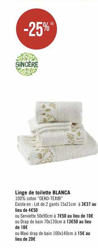 linge de toilette blanca sincère