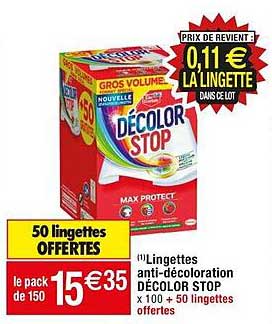 lingettes anti-décoloration décolor stop