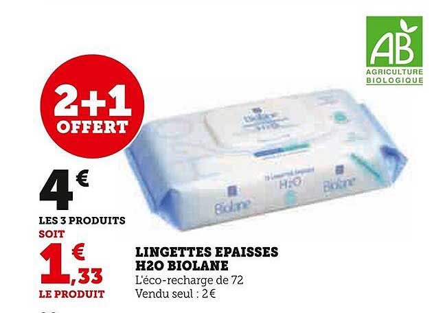 lingettes épaisses h20 biolane