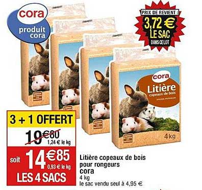 litière copeaux de bois pour rongeurs cora