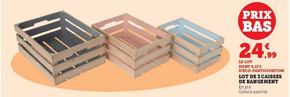 lot de 3 caisses de rangement