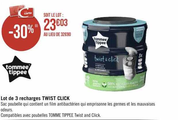 lot de 3 recharges twist click tommee tippee