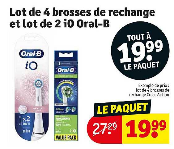 lot de 4 brosses de rechange et lot de 2 i0 oral-b