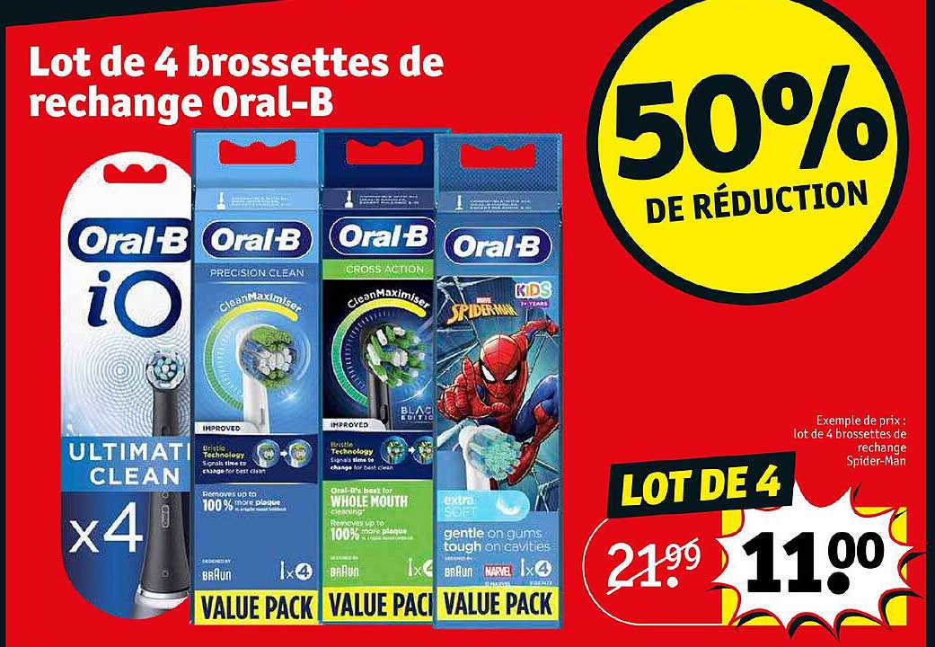 lot de 4 brossettes de rechange oral-b