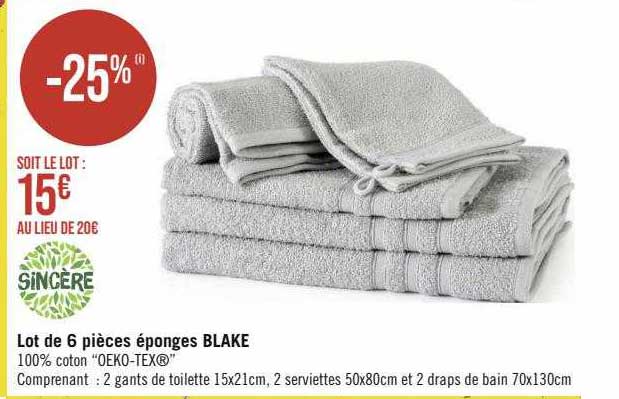 lot de 6 pièces éponges blake sincère