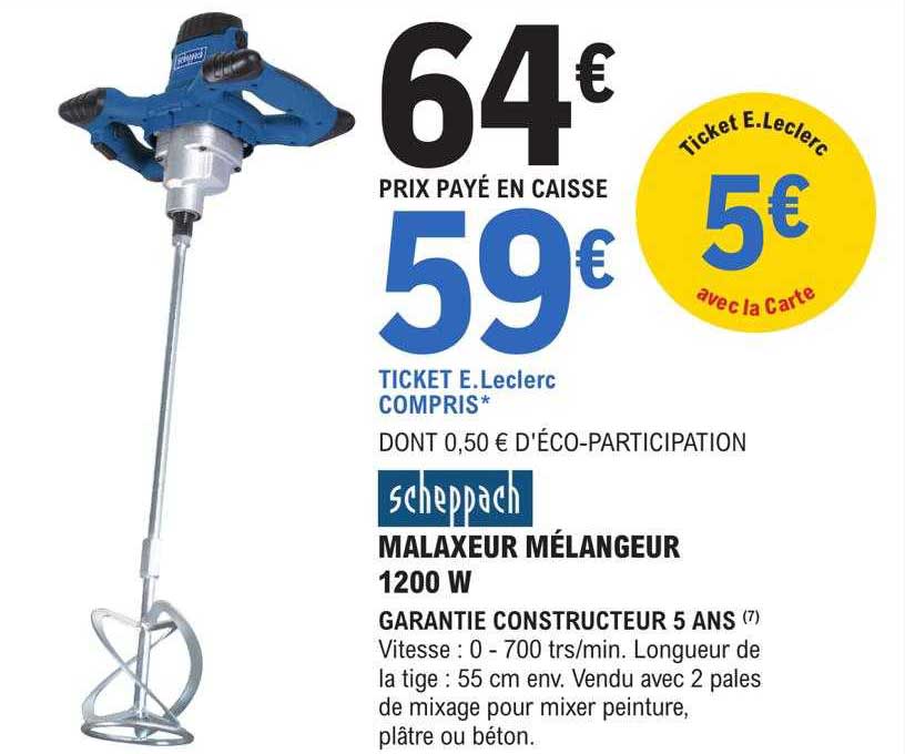 malaxeur mélangeur 1200w scheppach