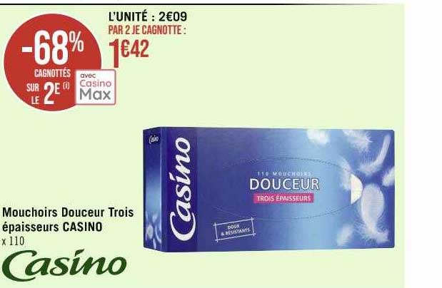 mouchoirs douceur trois épaisseurs casino