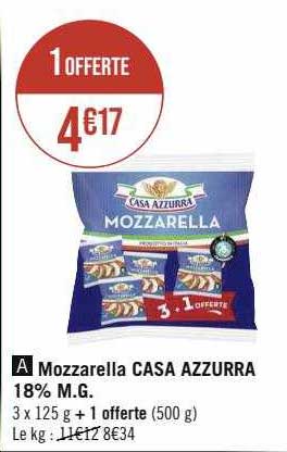 mozzarella casa azzurra 18% m.g.