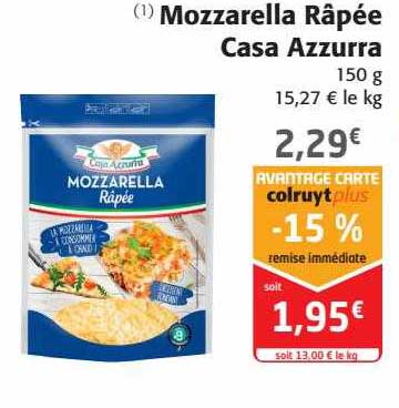 mozzarella râpée casa azzurra