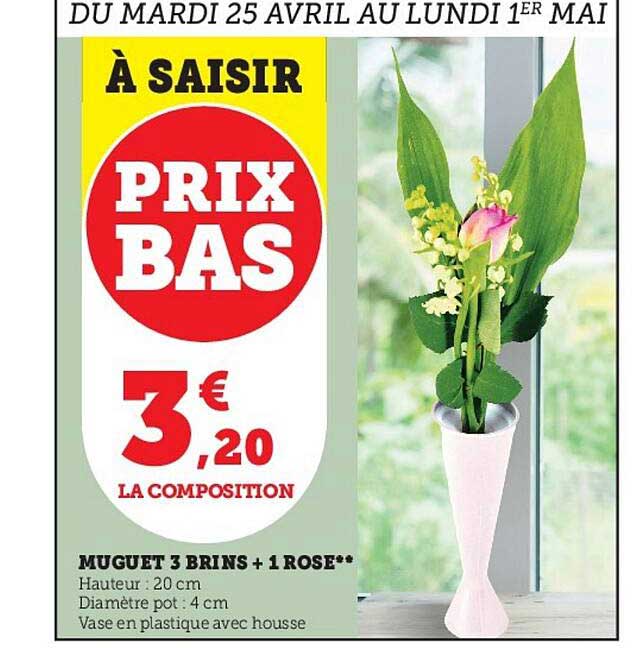 muguet 3 brins + 1 rose