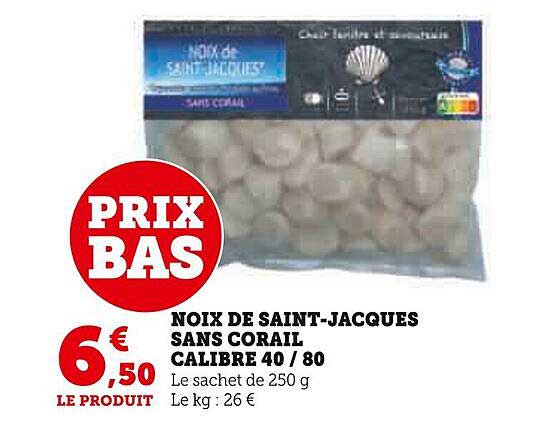 Noix De Saint-jacques Sans Corail Calibre 40-80