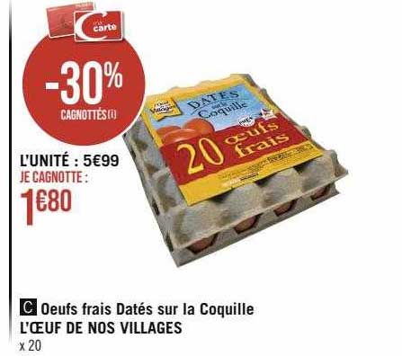 œufs frais datés sur la coquille l'œuf de nos villages