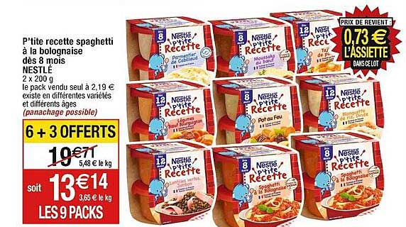 p'tite recette spaghetti à la bolognaise dès 8 mois nestlé