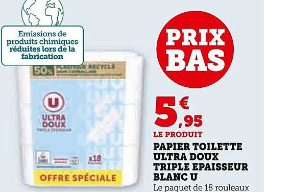 Papier Toilette Ultra Doux Triple épaisseur Blanc U