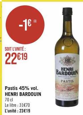 pastis 45% vol. henri bardouin