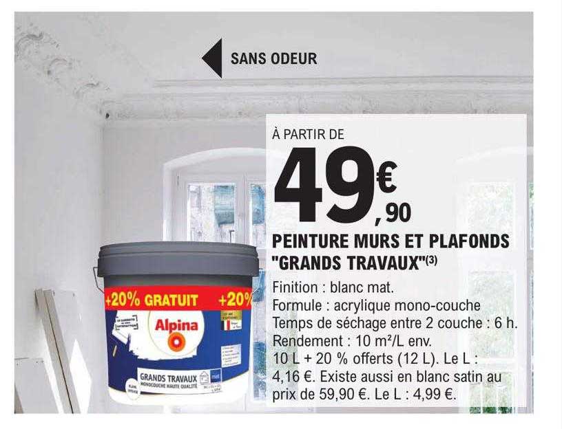 peinture murs et plafonds "grands travaux" alpina