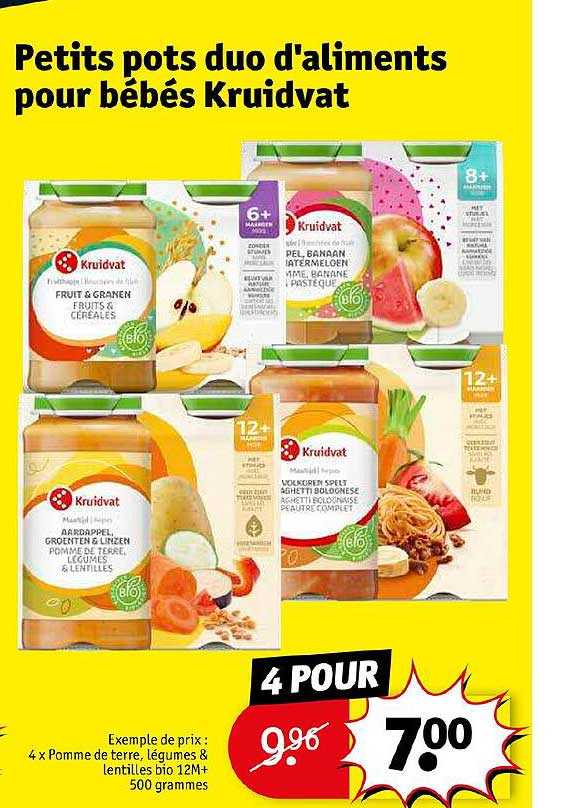 petits pots duo d'aliments pour bébés kruidvat