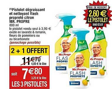pistolet dégraissant et nettoyant flash propreté citron mr propre
