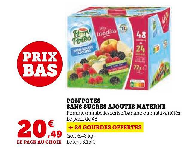 Pom'potes Sans Sucres Ajoutés Materne