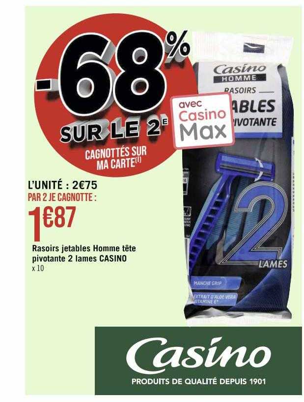 Rasoirs Jetables Homme Tête Pivotante 2 Lames Casino