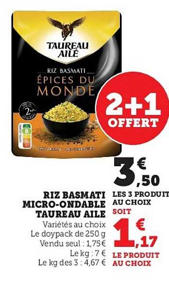 riz basmati micro-ondable taureau ailé