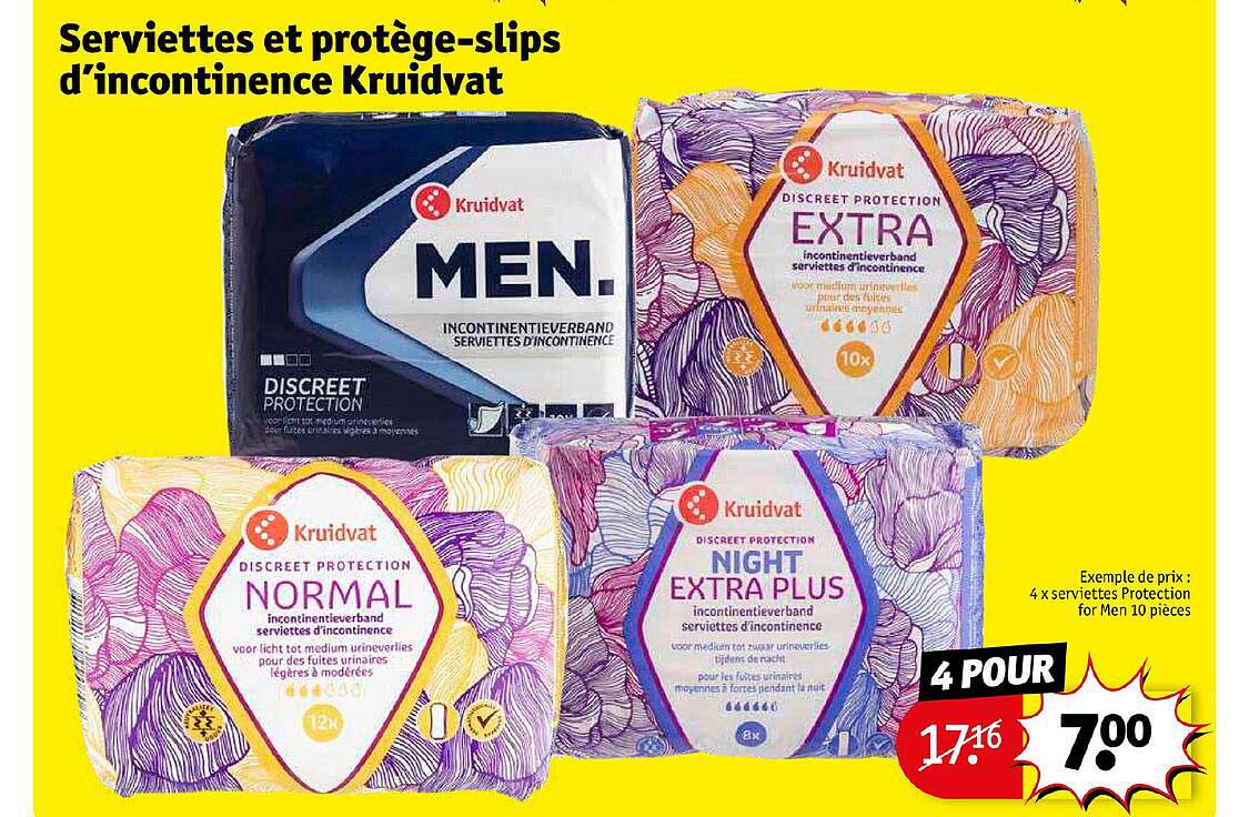 serviettes et protège-slips d'incontinence kruidvat