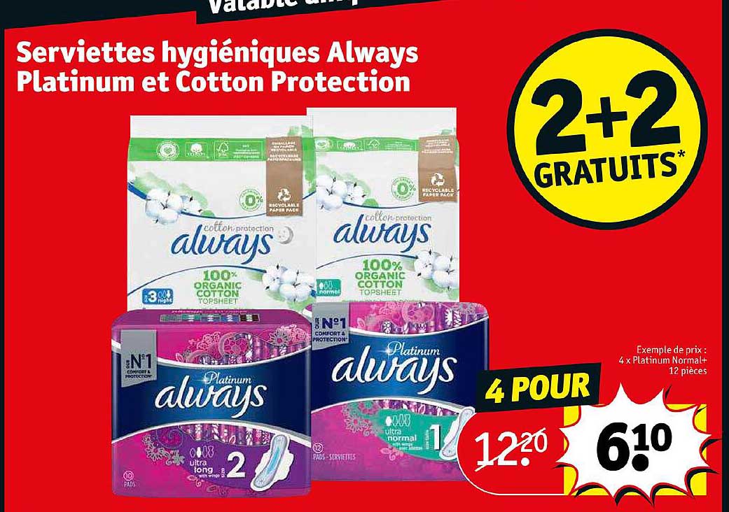 serviettes hygiéniques always platinum et cotton protection