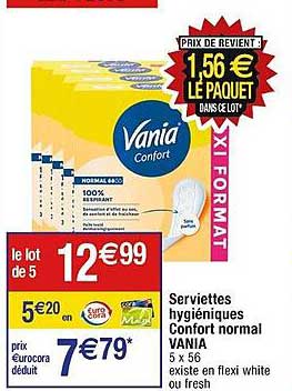 serviettes hygiéniques confort normal vania