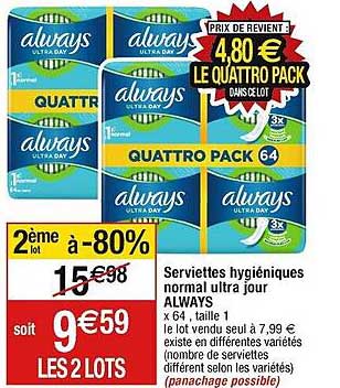 serviettes hygiéniques normal ultra jour always