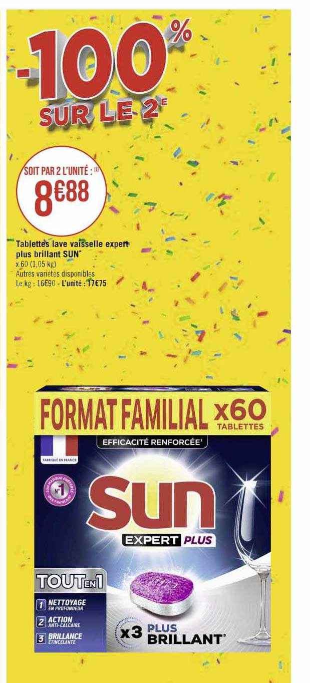tablettes lave vaisselle expert plus brillant sun